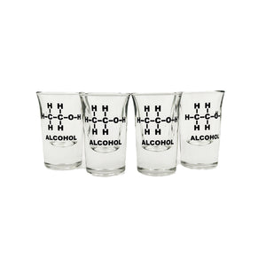 Alkohol Strukturformel Ethanol Schnapsglas im 4er Set