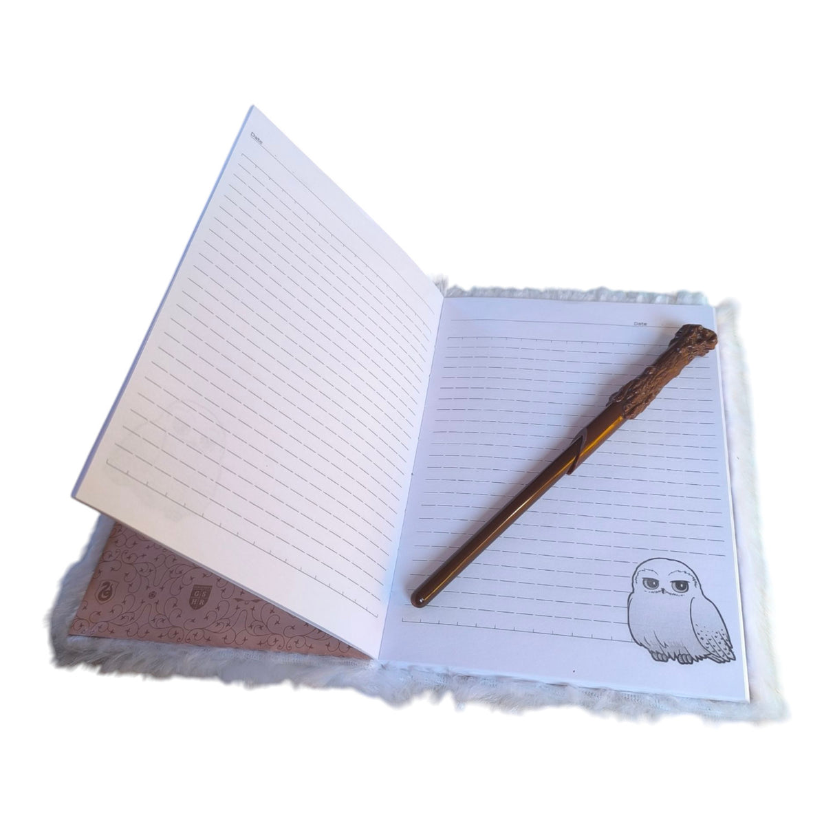 Harry Potter Hedwig Plüsch Notizbuch mit Zauberstab-Kugelschreiber