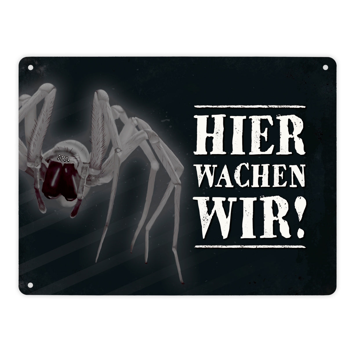 Hier wachen wir! Vogelspinne Metallschild