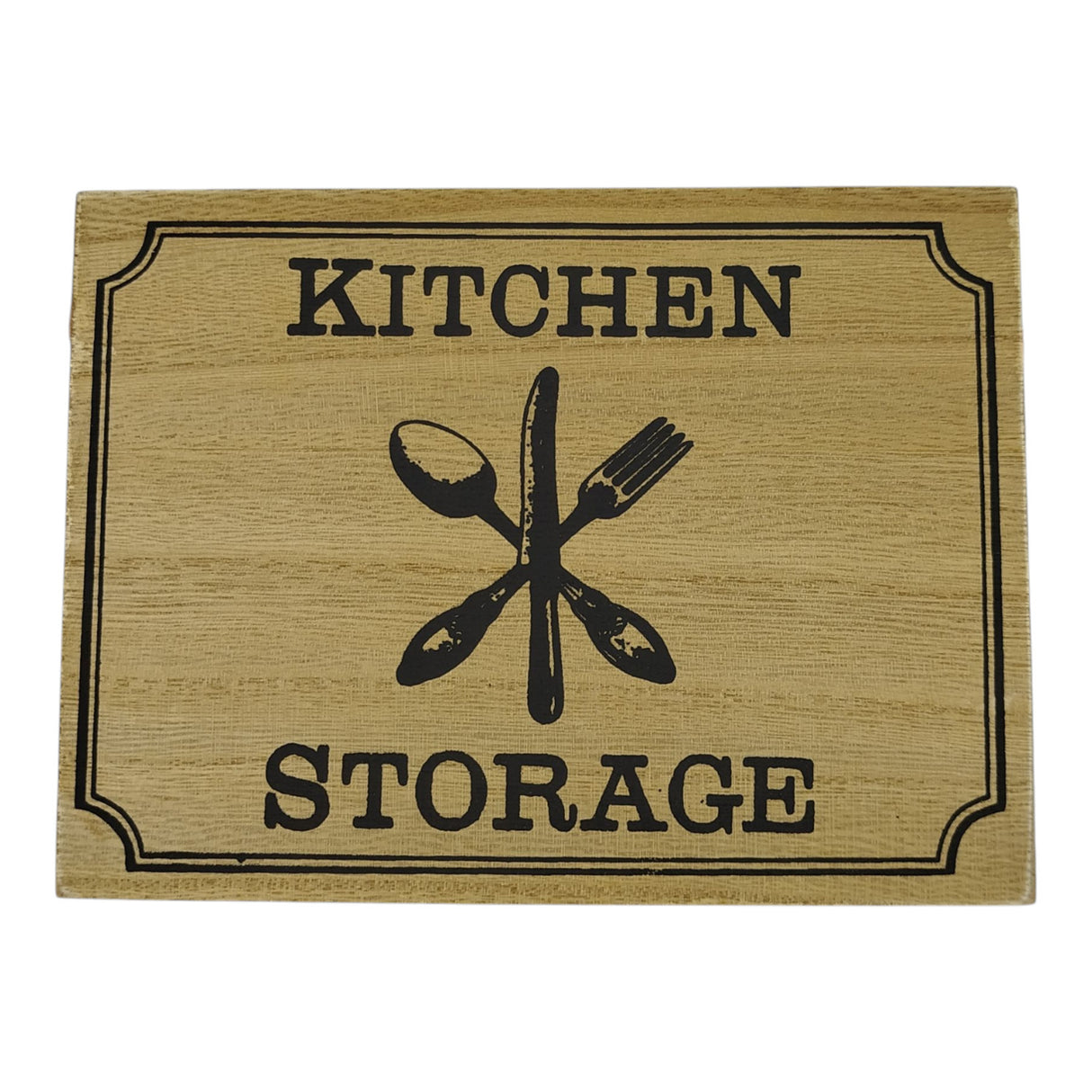 Vintage Retro Besteckkorb aus Holz mit Ledergriff
