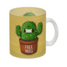 Kaffeebecher mit freundlicher Kaktus Motiv und Spruch: Free Hugs