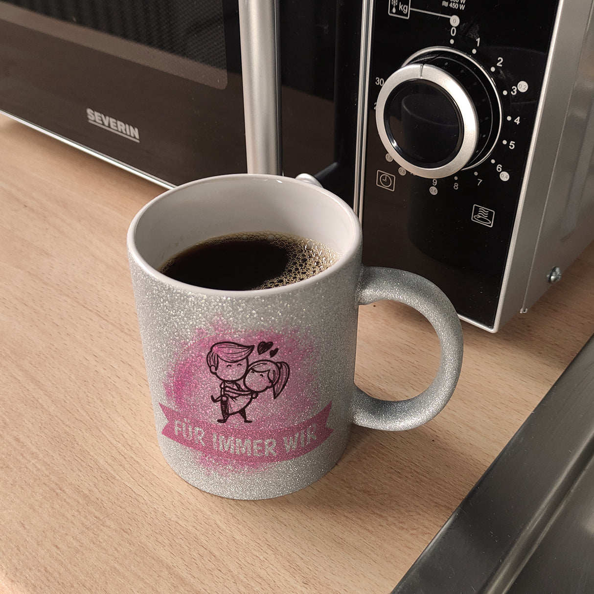 Kaffeebecher mit Spruch: Für immer wir