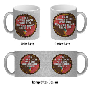 Kaffeebecher mit Spruch: Ich liebe dich wie ein dickes ...
