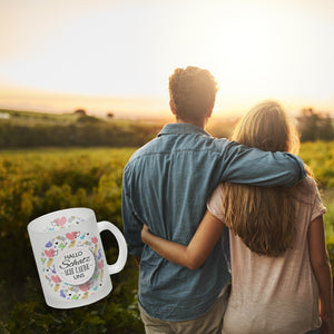 Kaffeebecher mit Spruch: Hallo Schatz ich liebe uns