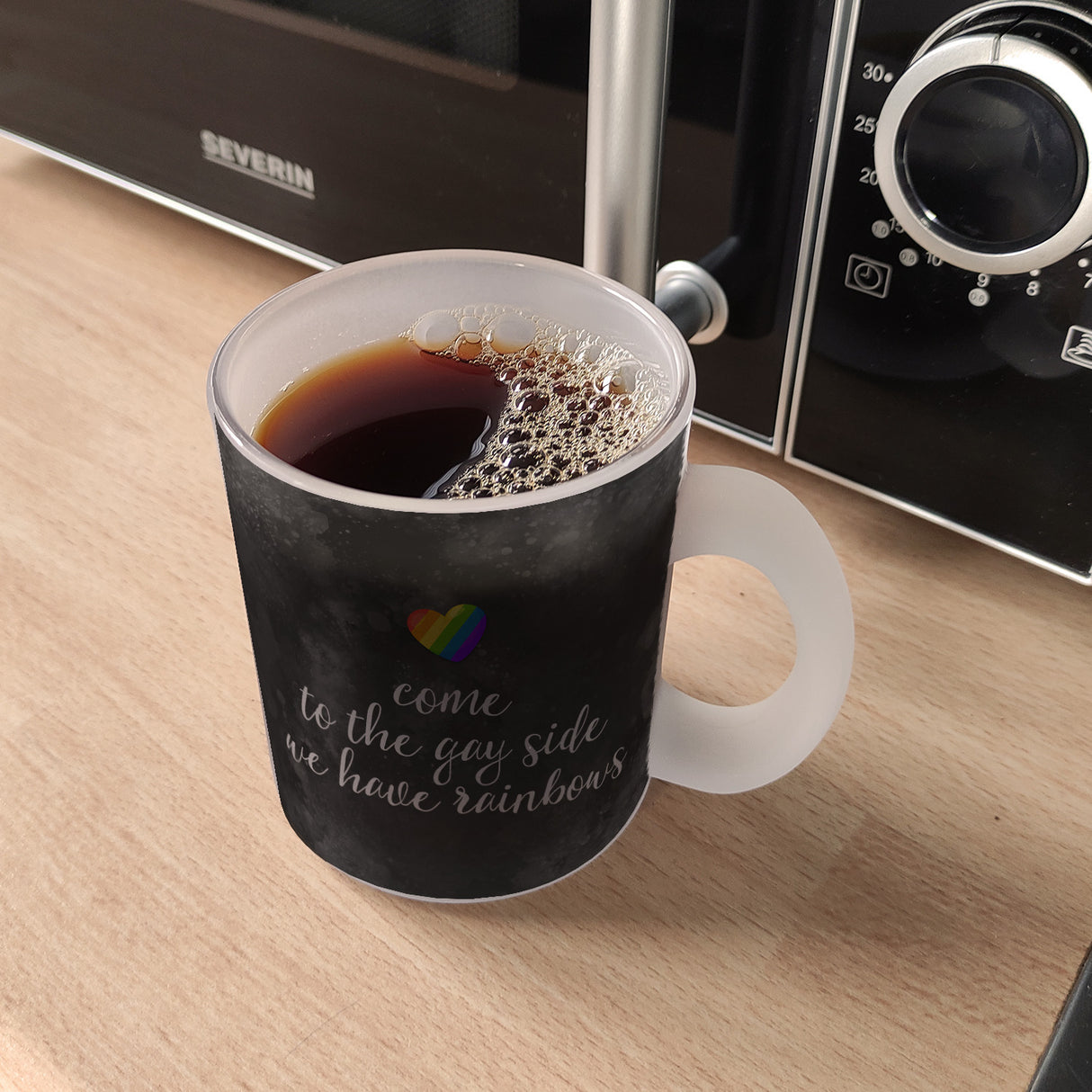 Kaffeebecher mit Spruch: Come to the gay side, we ...