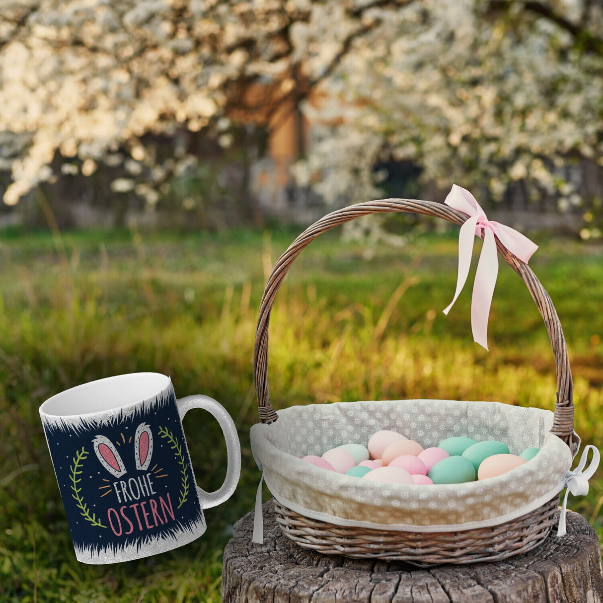 Kaffeebecher mit Spruch: Frohe Ostern