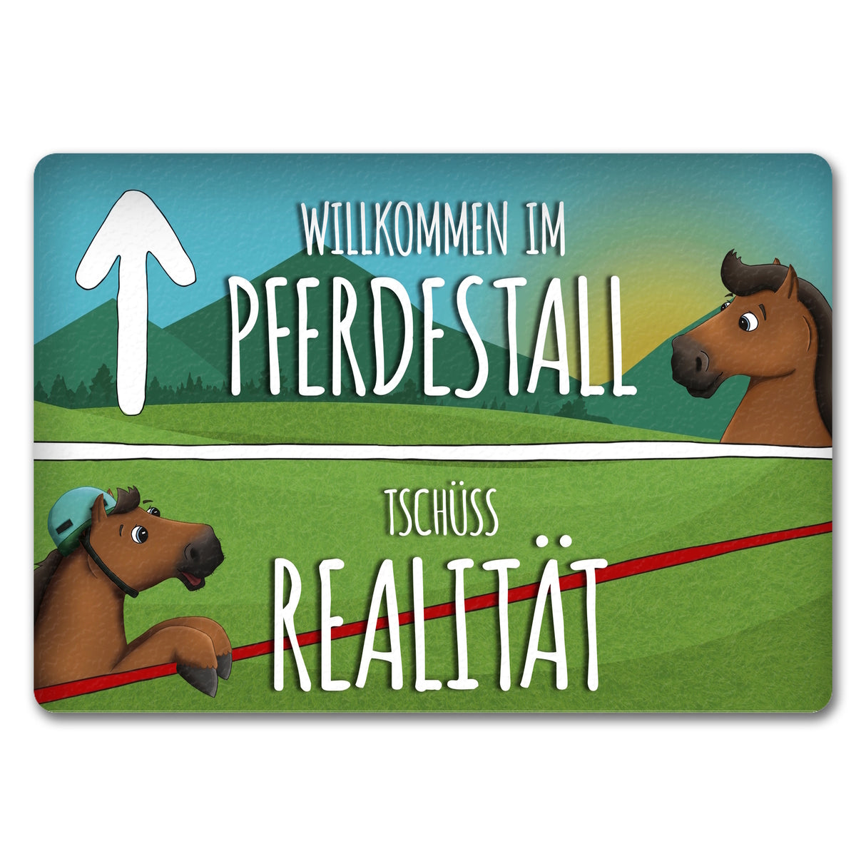 Willkommen im Pferdestall Fußmatte mit Pferdemotive Motiv