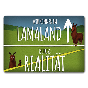 Willkommen im Lamaland - Tschüss Realität Fußmatte