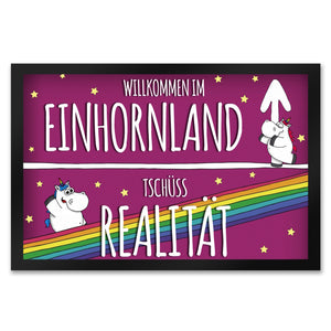 Willkommen im Einhornland - Tschüss Realität Fußmatte