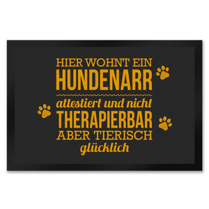 Hier wohnt ein Hundenarr… Fußmatte