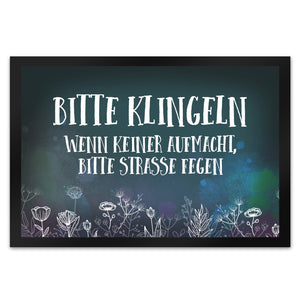 Bitte klingeln -Straße fegen Fußmatte mit Blumen Motiv