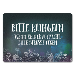 Bitte klingeln -Straße fegen Fußmatte mit Blumen Motiv