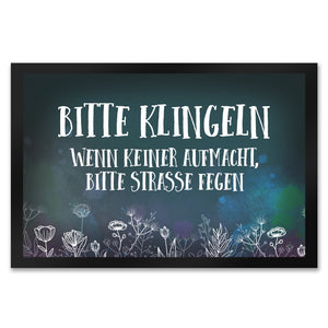 Bitte klingeln -Straße fegen Fußmatte mit Blumen Motiv