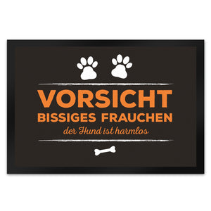 Vorsicht bissiges Frauchen Fußmatte