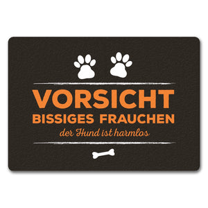 Vorsicht bissiges Frauchen Fußmatte