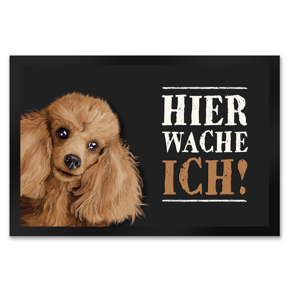 Hier wache ich! Pudel Fußmatte