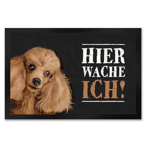 Hier wache ich! Pudel Fußmatte