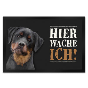Hier wache ich! Rottweiler Fußmatte