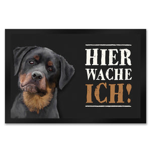 Hier wache ich! Rottweiler Fußmatte