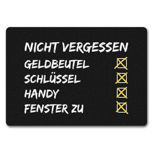 Nicht vergessen - Checkliste Fußmatte
