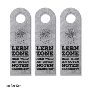 Schüler oder Studenten Türhänger mit Denken Motiv und Spruch: Lernzone