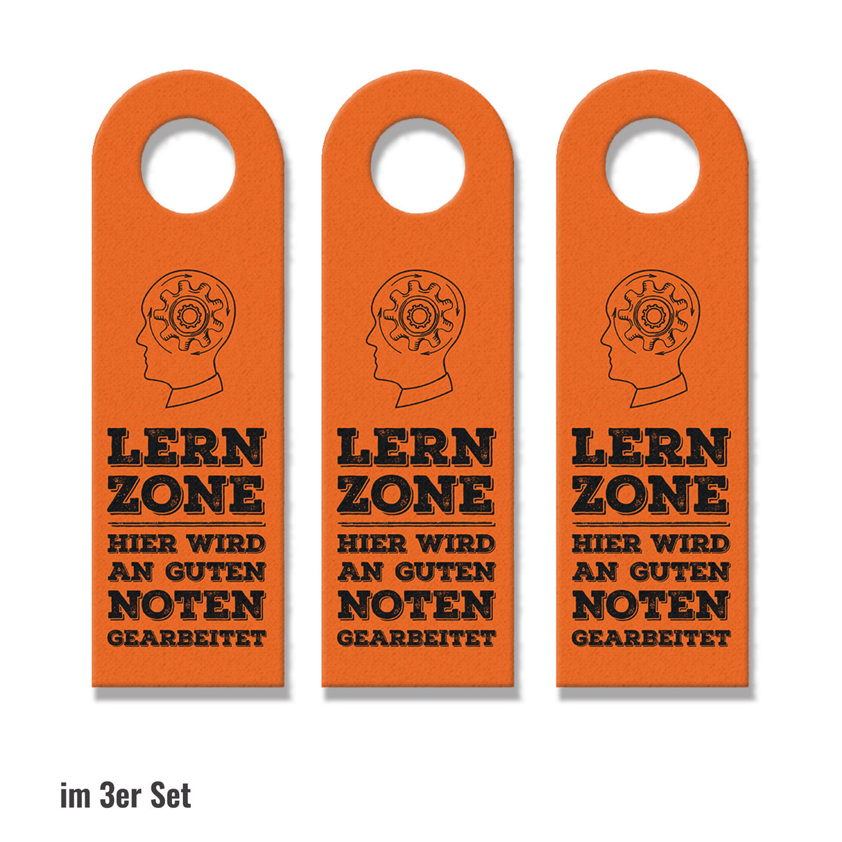 Schüler oder Studenten Türhänger mit Denken Motiv und Spruch: Lernzone in Orange