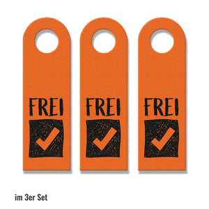 Besetzt oder Frei Türhänger in Orange mit Symbolen für die Toilettentür
