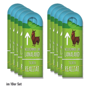 Willkommen im Lamaland Türhänger mit Lama Motiv