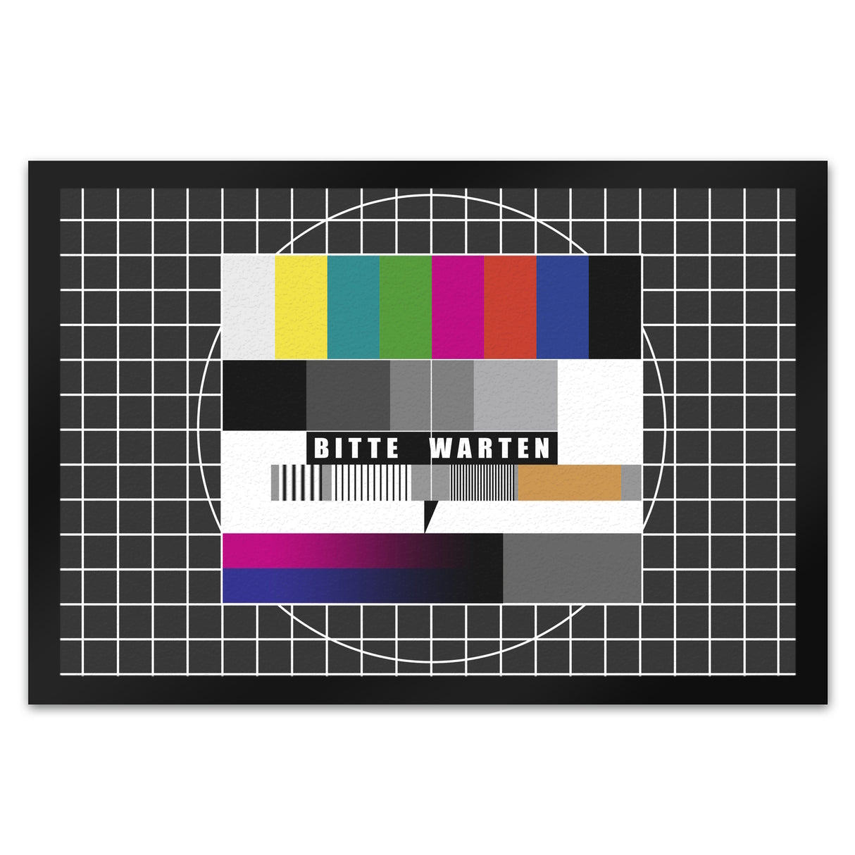 Bitte warten Fußmatte mit Testbild Motiv