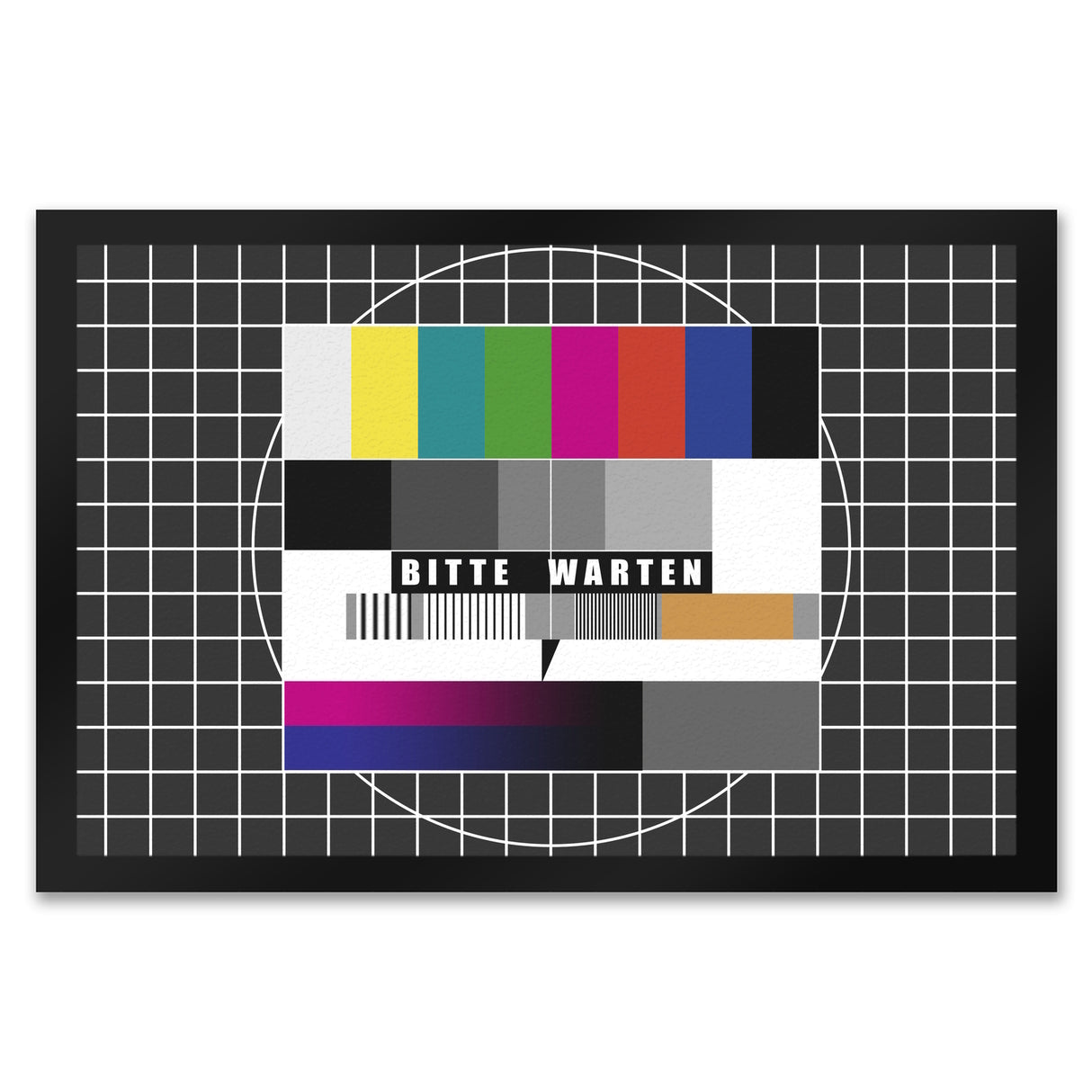 Bitte warten Fußmatte mit Testbild Motiv