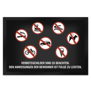 Verbotsschilder sind zu beachten Fußmatte