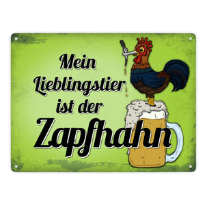 Mein Lieblingstier ist der Zapfhahn Metallschild mit Bier Motiv Bar Kneipe Hahn
