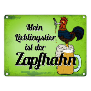 Mein Lieblingstier ist der Zapfhahn Metallschild mit Bier Motiv Bar Kneipe Hahn