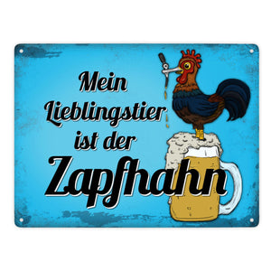 Mein Lieblingstier ist der Zapfhahn Metallschild mit Bier Motiv Bar Kneipe Hahn