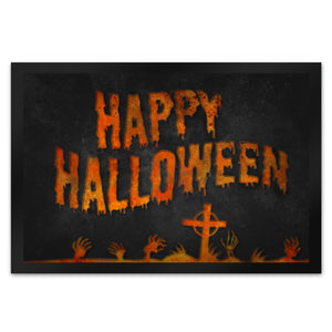 Happy Halloween Fußmatte mit Friedhof Motiv