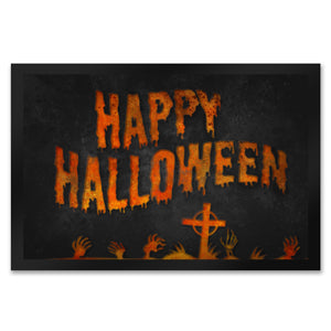 Happy Halloween Fußmatte mit Friedhof Motiv