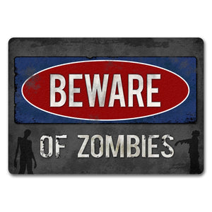 Beware of Zombies Fußmatte Warnung Zombie Halloween Untoter Apocalypse Angst Wohnung Haustür