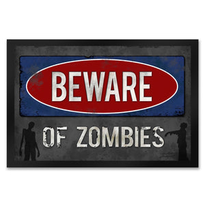 Beware of Zombies Fußmatte Warnung Zombie Halloween Untoter Apocalypse Angst Wohnung Haustür