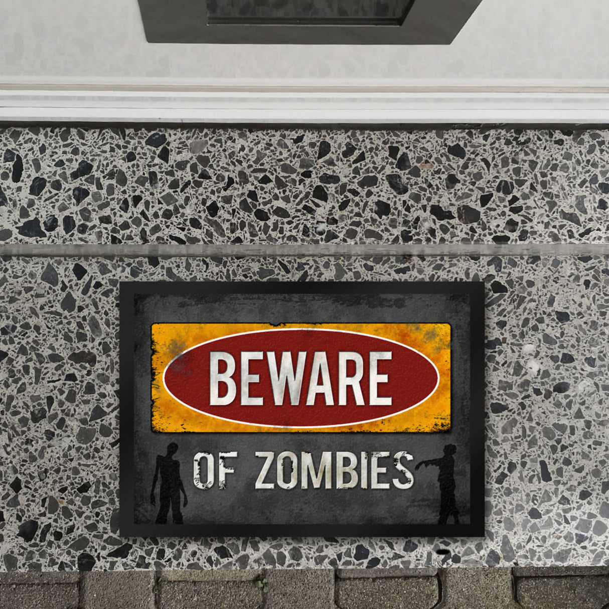 Beware of Zombies Fußmatte Warnung Zombie Halloween Untoter Apocalypse Angst Wohnung Haustür