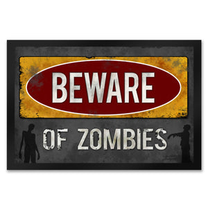 Beware of Zombies Fußmatte Warnung Zombie Halloween Untoter Apocalypse Angst Wohnung Haustür