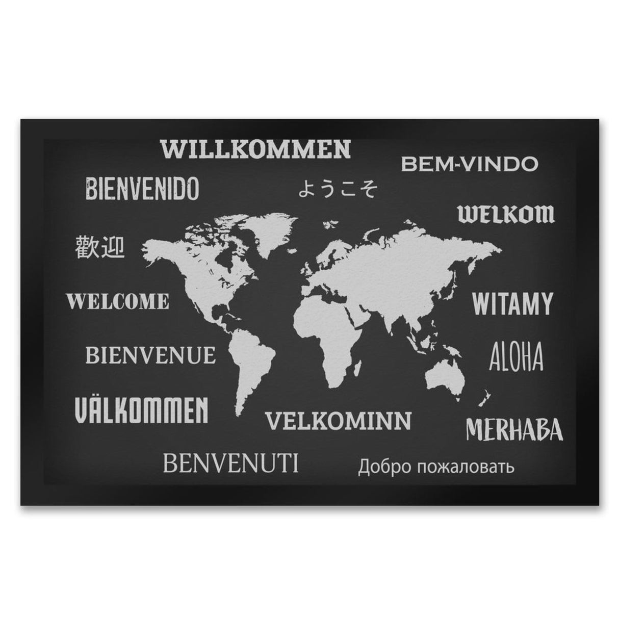 Willkommen Fußmatte in verschieden Sprachen Länder Land Menschen Sprache Welt