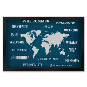 Willkommen Fußmatte in verschieden Sprachen Länder Land Menschen Sprache Welt