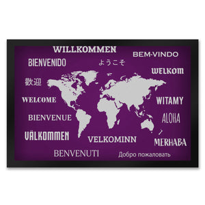 Willkommen Fußmatte in verschieden Sprachen Länder Land Menschen Sprache Welt