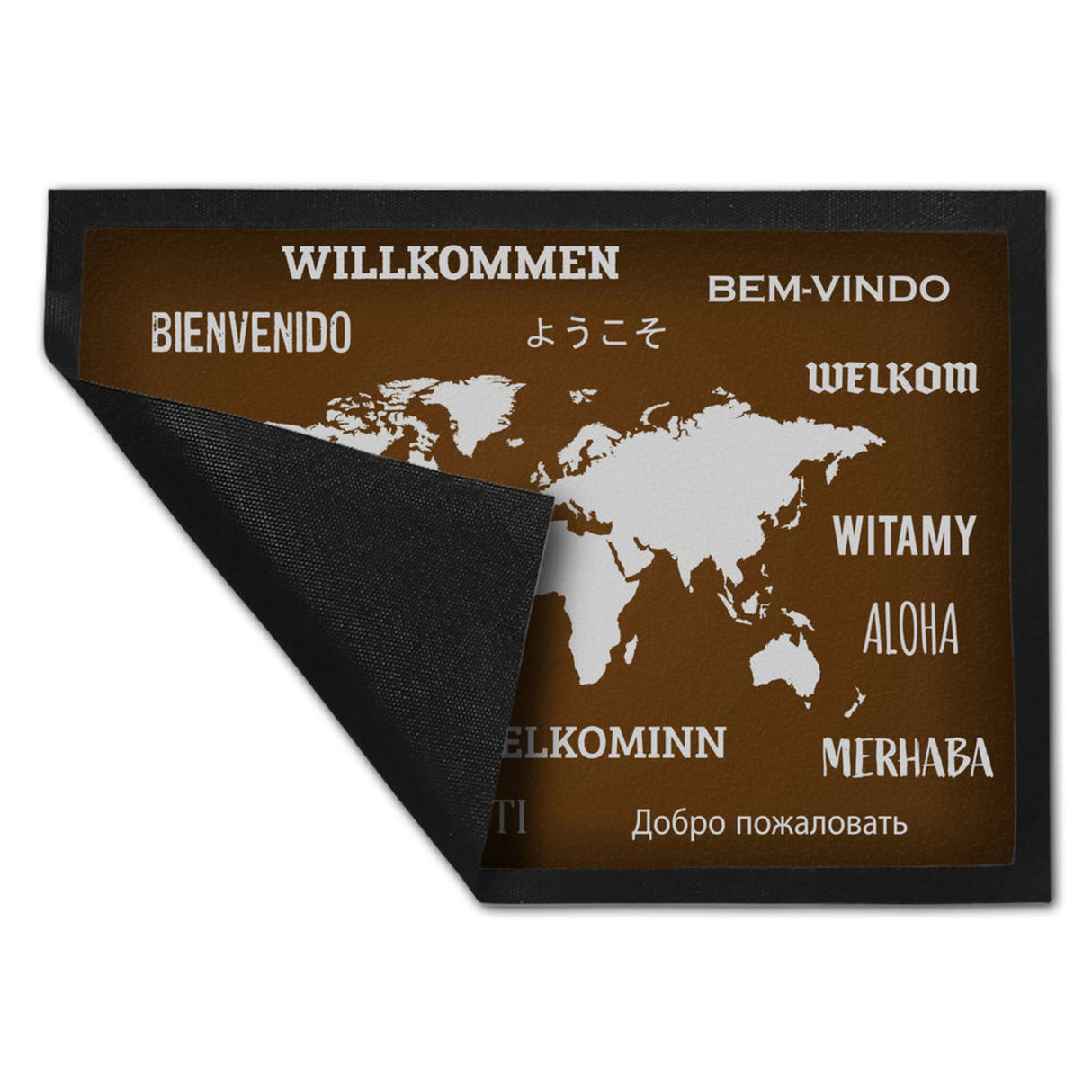 Willkommen Fußmatte in verschieden Sprachen Länder Land Menschen Sprache Welt