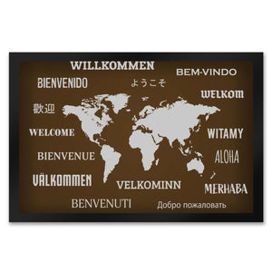 Willkommen Fußmatte in verschieden Sprachen Länder Land Menschen Sprache Welt