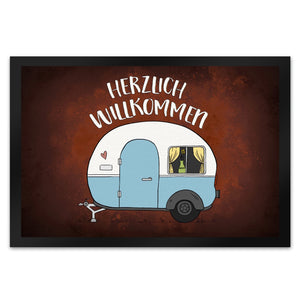 Herzlich willkommen Fußmatte mit Wohnwagen Motiv Wohnmobil Camping Gast Besuch Gäste