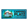 Campingplatz Metallschild schmal mit Wohnwagen Motiv Wohnmobil Urlaub Hobby Ort
