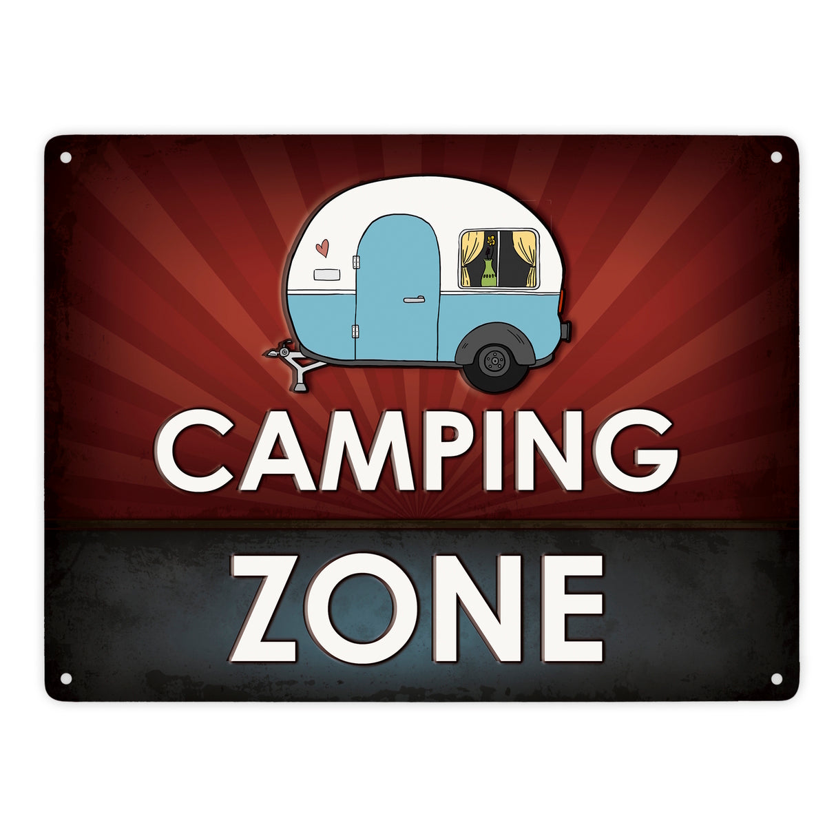 Camping Zone Metallschild mit Wohnwagen Motiv Wohnwagen Wohnmobil Urlaub