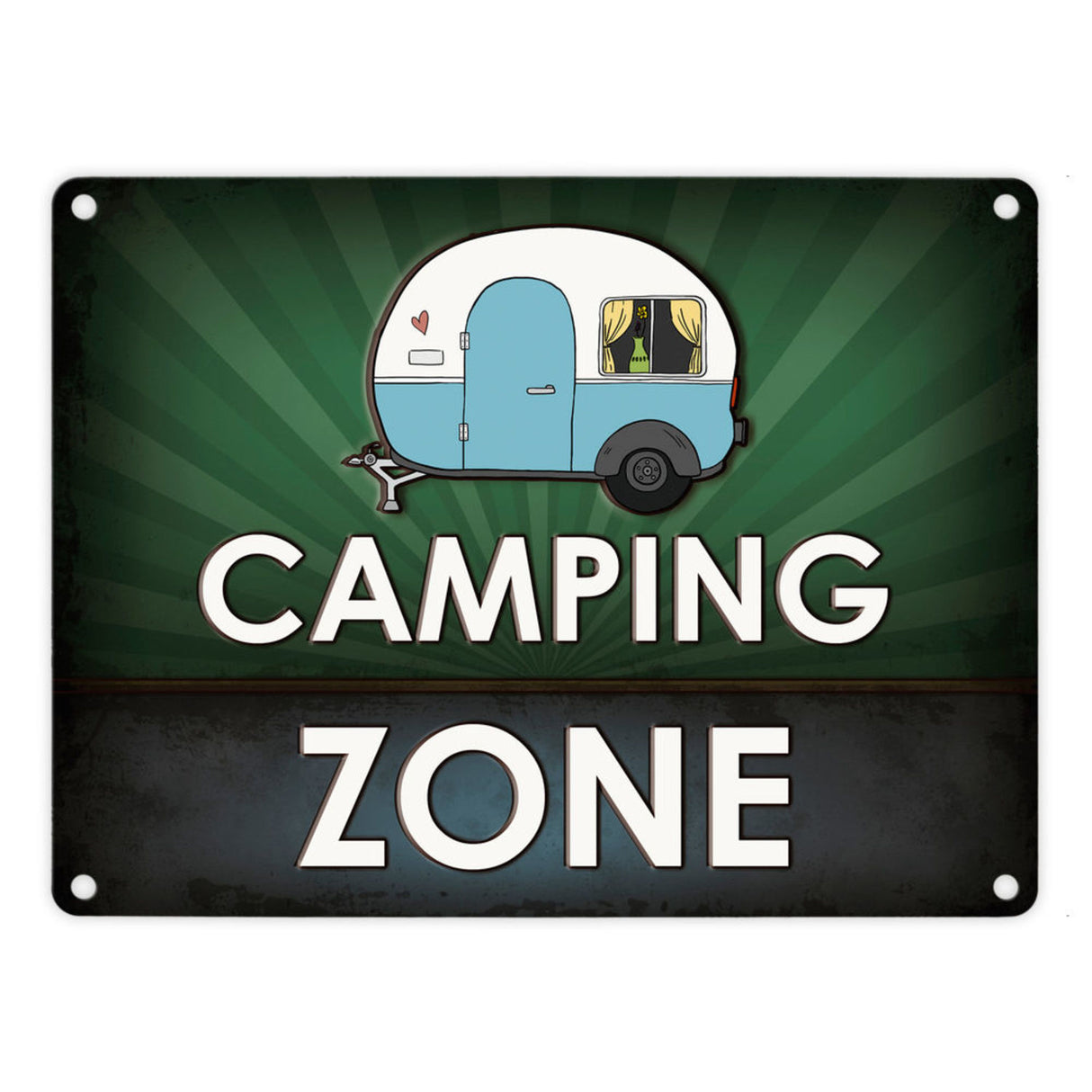 Camping Zone Metallschild mit Wohnwagen Motiv Wohnwagen Wohnmobil Urlaub