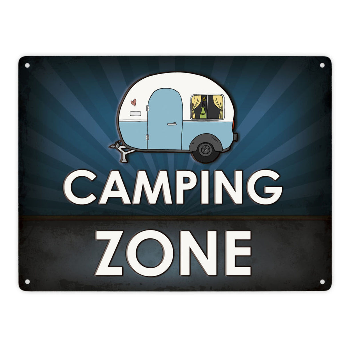 Camping Zone Metallschild mit Wohnwagen Motiv Wohnwagen Wohnmobil Urlaub